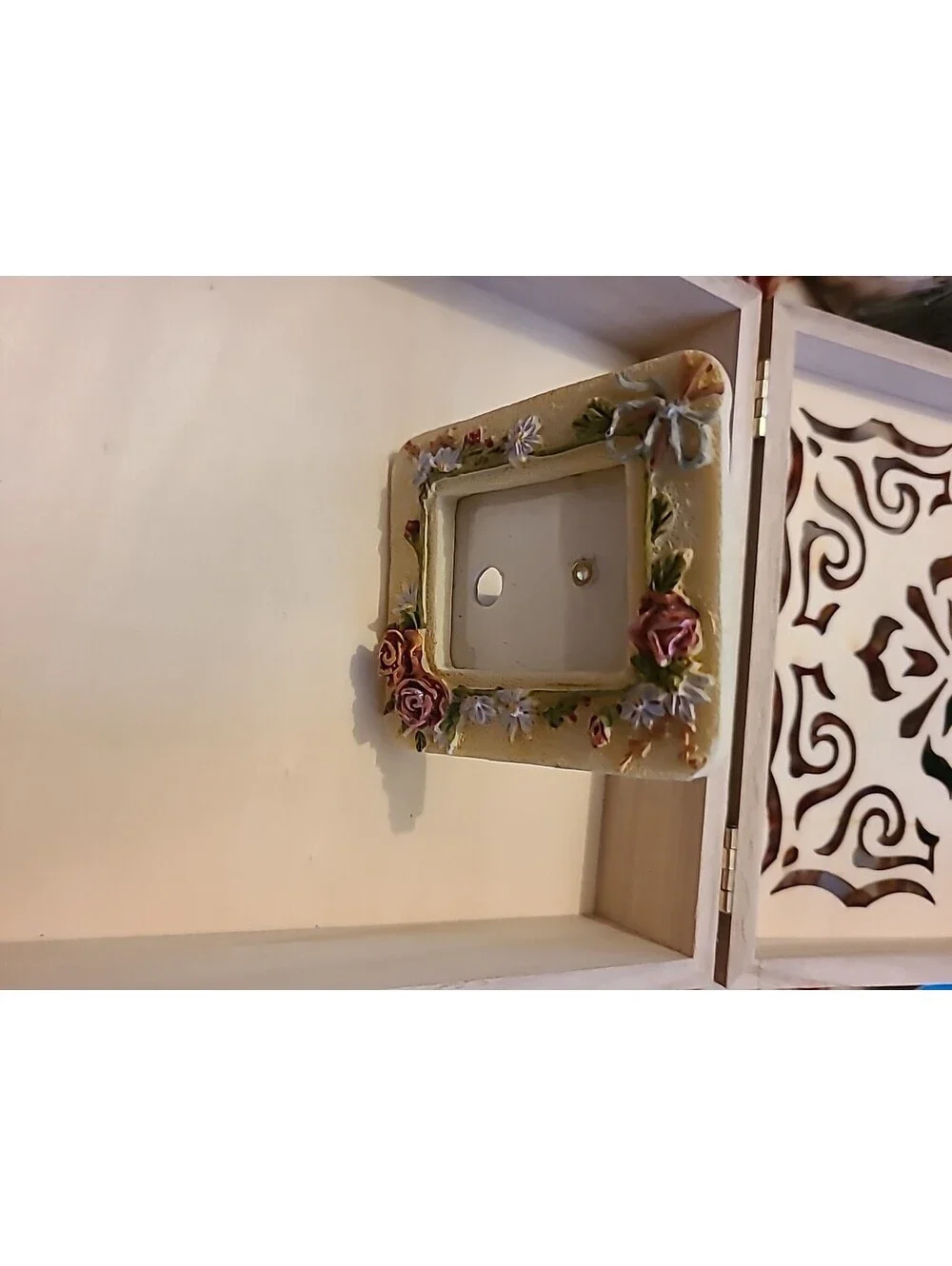 VTG Hand Painted Frame Flower Design Victorian Mini Free-Standing Frame